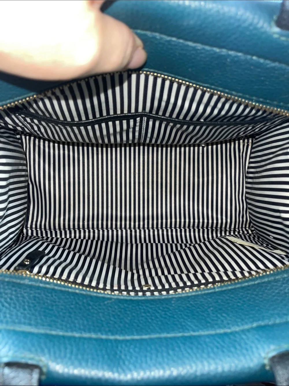 kate spade two-tone teal and light blue leather satchel